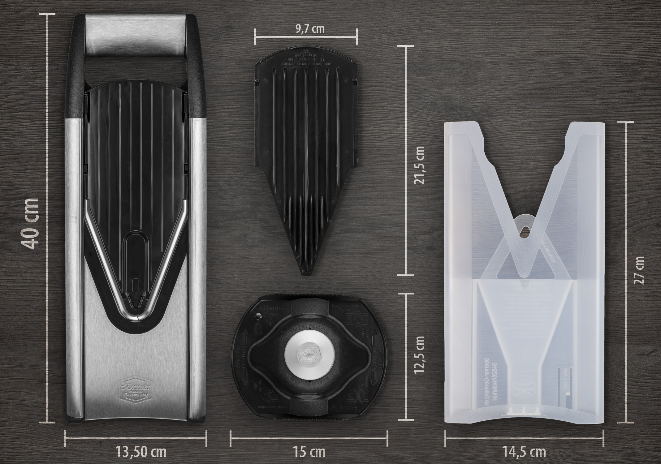 Szatkownica Hebel V6 Box - wymiary zestawu