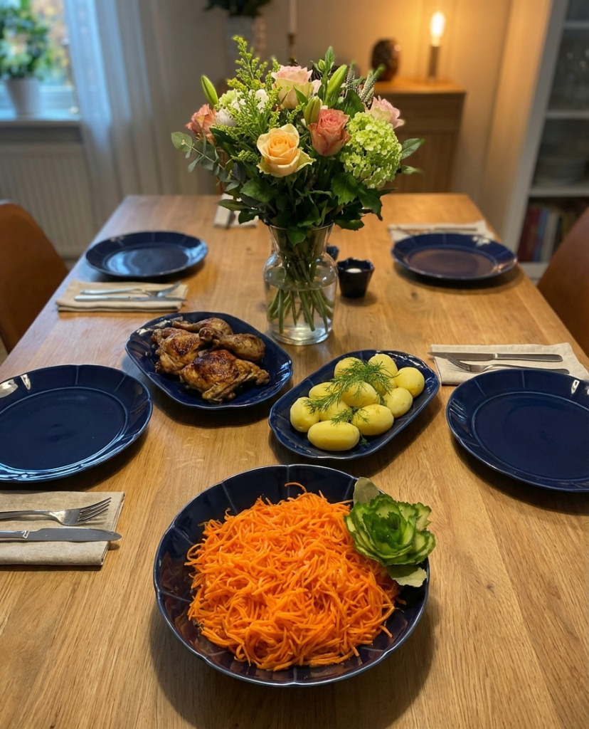 Marchewka po koreańsku pokrojona w cienkie słupki julienne